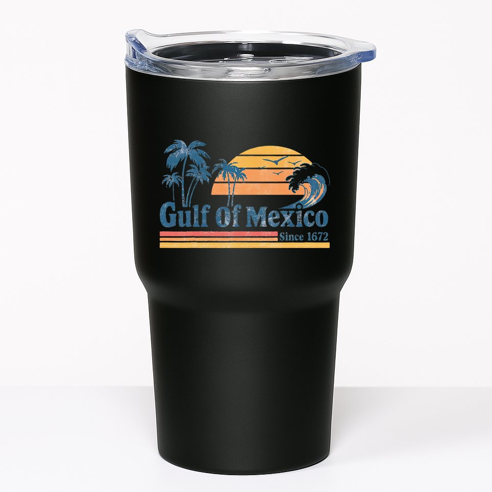Gulf Of Mexico Beach Vibes Palm Trees Ocean Wave Retro Tumbler