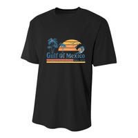 Gulf Of Mexico Beach Vibes Palm Trees Ocean Wave Retro Youth Performance Sprint T-Shirt