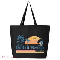 Gulf Of Mexico Beach Vibes Palm Trees Ocean Wave Retro 25L Jumbo Tote