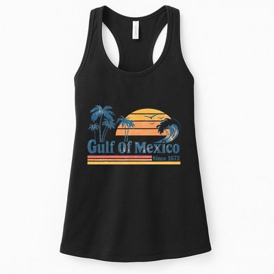 Gulf Of Mexico Beach Vibes Palm Trees Ocean Wave Retro Womens Tank Top