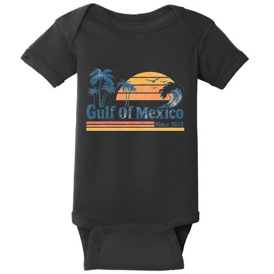 Gulf Of Mexico Beach Vibes Palm Trees Ocean Wave Retro Baby Bodysuit