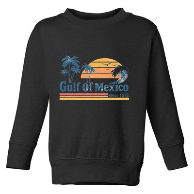 Gulf Of Mexico Beach Vibes Palm Trees Ocean Wave Retro Toddler Sweatshirt