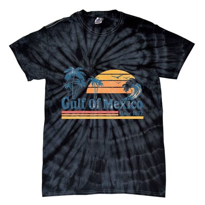 Gulf Of Mexico Beach Vibes Palm Trees Ocean Wave Retro Tie-Dye T-Shirt