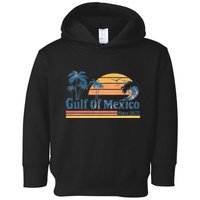 Gulf Of Mexico Beach Vibes Palm Trees Ocean Wave Retro Toddler Hoodie