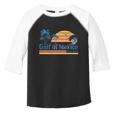 Gulf Of Mexico Beach Vibes Palm Trees Ocean Wave Retro Toddler Fine Jersey T-Shirt