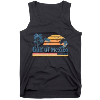 Gulf Of Mexico Beach Vibes Palm Trees Ocean Wave Retro Tank Top