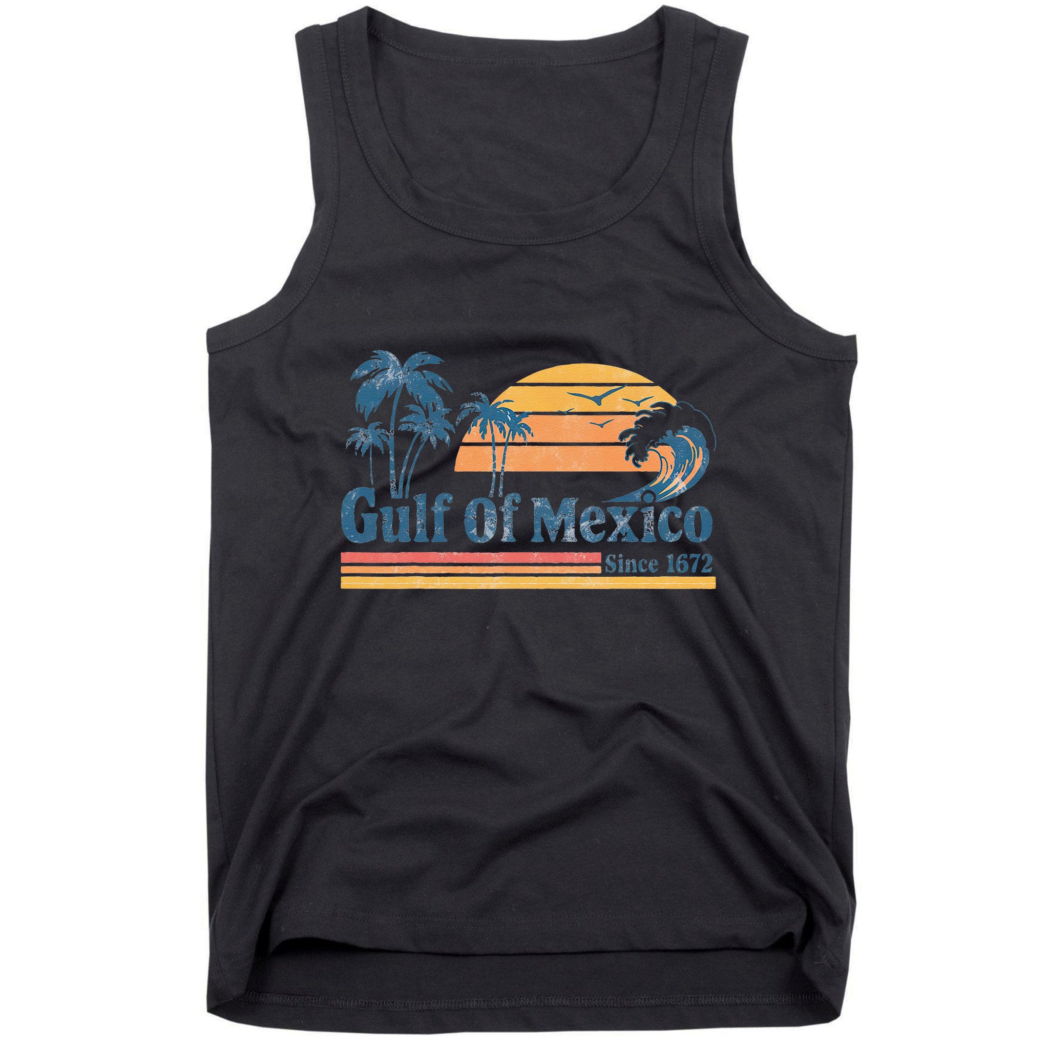 Gulf Of Mexico Beach Vibes Palm Trees Ocean Wave Retro Tank Top