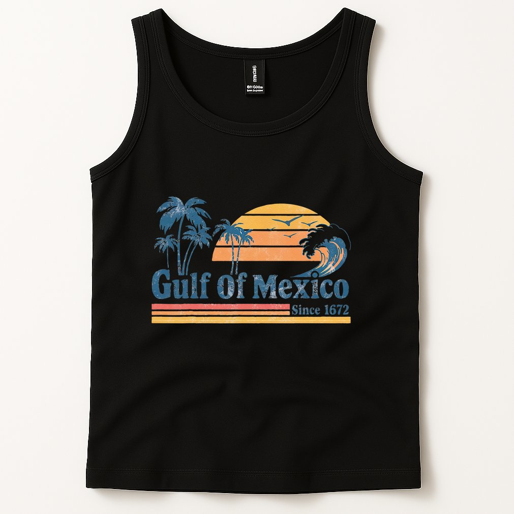 Gulf Of Mexico Beach Vibes Palm Trees Ocean Wave Retro Tank Top