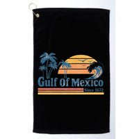Gulf Of Mexico Beach Vibes Palm Trees Ocean Wave Retro Golf Towel