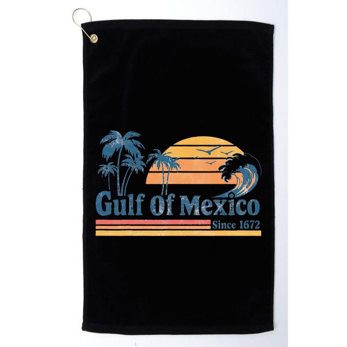 Gulf Of Mexico Beach Vibes Palm Trees Ocean Wave Retro Golf Towel