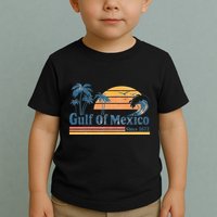 Gulf Of Mexico Beach Vibes Palm Trees Ocean Wave Retro Toddler T-Shirt