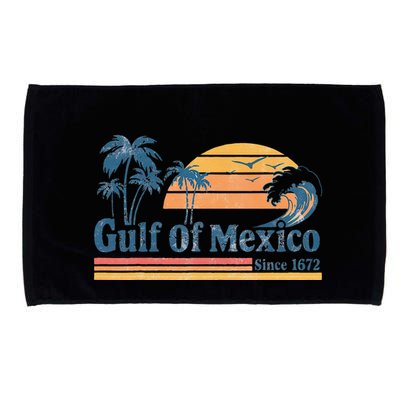 Gulf Of Mexico Beach Vibes Palm Trees Ocean Wave Retro Microfiber Hand Towel