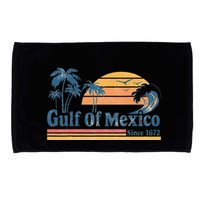 Gulf Of Mexico Beach Vibes Palm Trees Ocean Wave Retro Microfiber Hand Towel