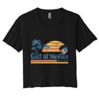 Gulf Of Mexico Beach Vibes Palm Trees Ocean Wave Retro Crop Top