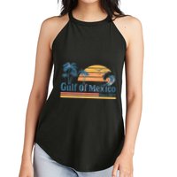 Gulf Of Mexico Beach Vibes Palm Trees Ocean Wave Retro Women's Perfect Tri Rocker Tank