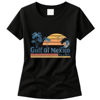 Gulf Of Mexico Beach Vibes Palm Trees Ocean Wave Retro Womens T-Shirt