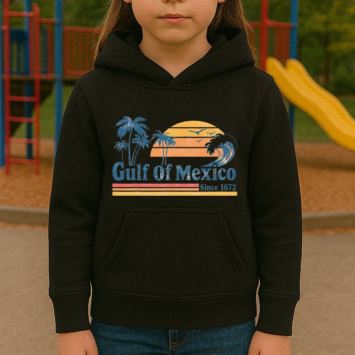 Gulf Of Mexico Beach Vibes Palm Trees Ocean Wave Retro Kids Hoodie