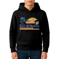 Gulf Of Mexico Beach Vibes Palm Trees Ocean Wave Retro Kids Hoodie