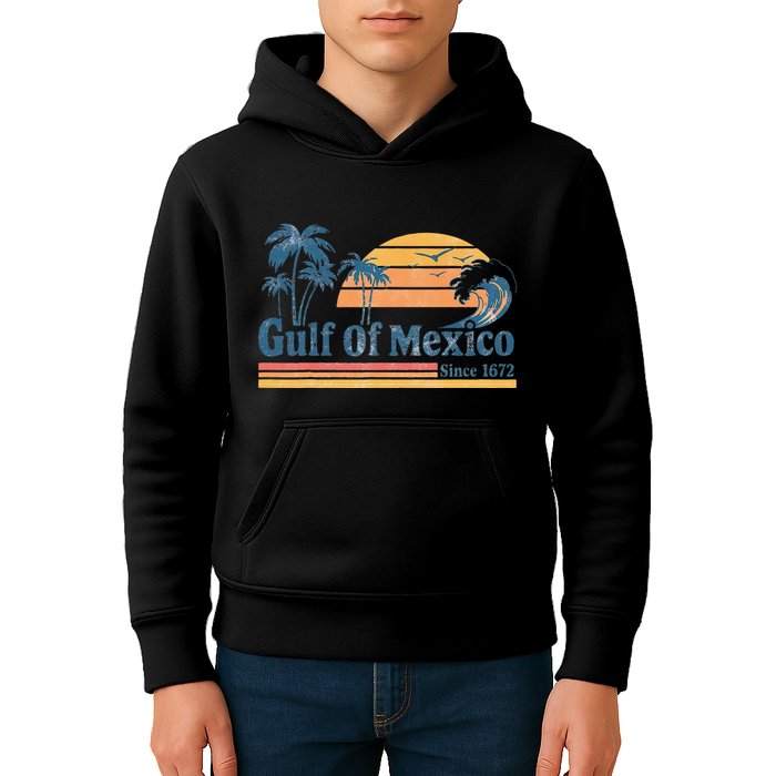 Gulf Of Mexico Beach Vibes Palm Trees Ocean Wave Retro Kids Hoodie