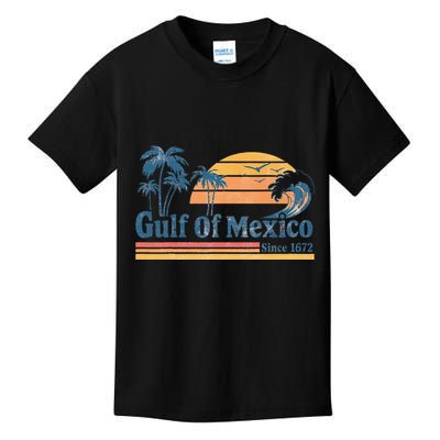 Gulf Of Mexico Beach Vibes Palm Trees Ocean Wave Retro Kids T-Shirt