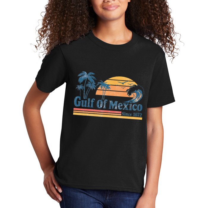 Gulf Of Mexico Beach Vibes Palm Trees Ocean Wave Retro Kids T-Shirt