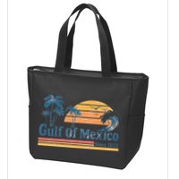 Gulf Of Mexico Beach Vibes Palm Trees Ocean Wave Retro Zip Tote Bag