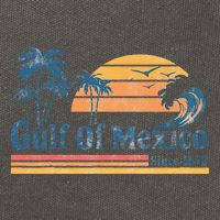 Gulf Of Mexico Beach Vibes Palm Trees Ocean Wave Retro Cotton Canvas Backpack