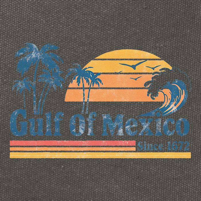 Gulf Of Mexico Beach Vibes Palm Trees Ocean Wave Retro Cotton Canvas Backpack
