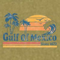 Gulf Of Mexico Beach Vibes Palm Trees Ocean Wave Retro Garment-Dyed Women's Muscle Tee
