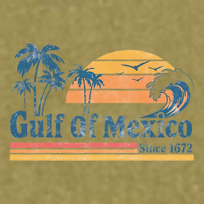 Gulf Of Mexico Beach Vibes Palm Trees Ocean Wave Retro Garment-Dyed Women's Muscle Tee