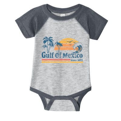 Gulf Of Mexico Beach Vibes Palm Trees Ocean Wave Retro Infant Baby Jersey Bodysuit