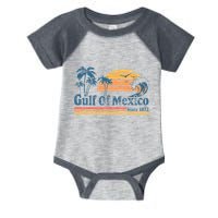 Gulf Of Mexico Beach Vibes Palm Trees Ocean Wave Retro Infant Baby Jersey Bodysuit
