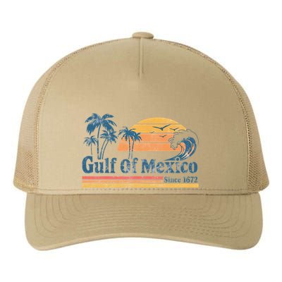 Gulf Of Mexico Beach Vibes Palm Trees Ocean Wave Retro Yupoong Adult 5-Panel Trucker Hat
