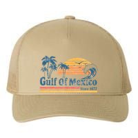 Gulf Of Mexico Beach Vibes Palm Trees Ocean Wave Retro Yupoong Adult 5-Panel Trucker Hat