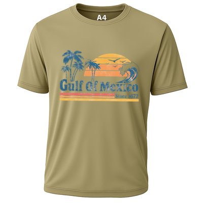 Gulf Of Mexico Beach Vibes Palm Trees Ocean Wave Retro Performance Shirt