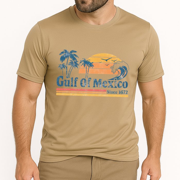 Gulf Of Mexico Beach Vibes Palm Trees Ocean Wave Retro Performance Shirt