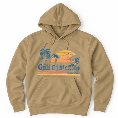 Gulf Of Mexico Beach Vibes Palm Trees Ocean Wave Retro Hoodie