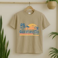 Gulf Of Mexico Beach Vibes Palm Trees Ocean Wave Retro T-Shirt