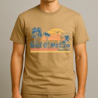 Gulf Of Mexico Beach Vibes Palm Trees Ocean Wave Retro T-Shirt