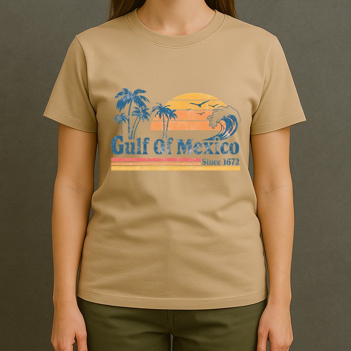 Gulf Of Mexico Beach Vibes Palm Trees Ocean Wave Retro T-Shirt