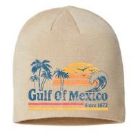 Gulf Of Mexico Beach Vibes Palm Trees Ocean Wave Retro Sustainable Beanie
