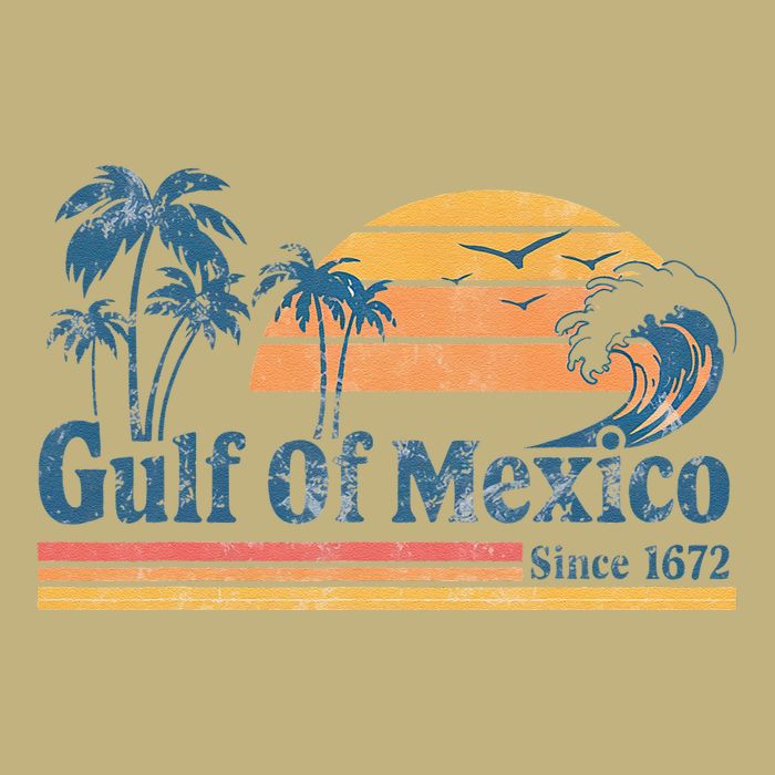 Gulf Of Mexico Beach Vibes Palm Trees Ocean Wave Retro Cooling Performance Long Sleeve Crew