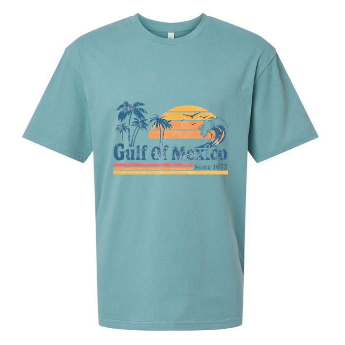 Gulf Of Mexico Beach Vibes Palm Trees Ocean Wave Retro Sueded Cloud Jersey T-Shirt