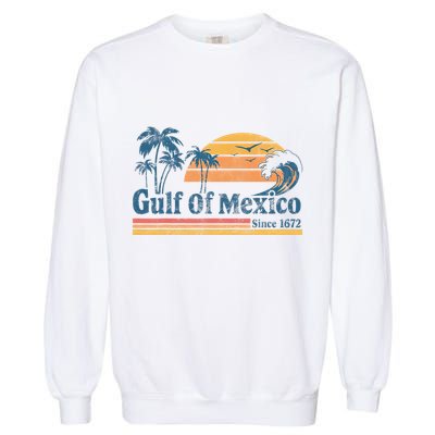 Gulf Of Mexico Beach Vibes Palm Trees Ocean Wave Retro Garment-Dyed Sweatshirt