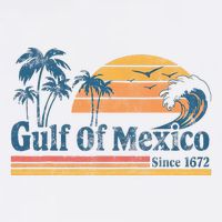 Gulf Of Mexico Beach Vibes Palm Trees Ocean Wave Retro Garment-Dyed Sweatshirt