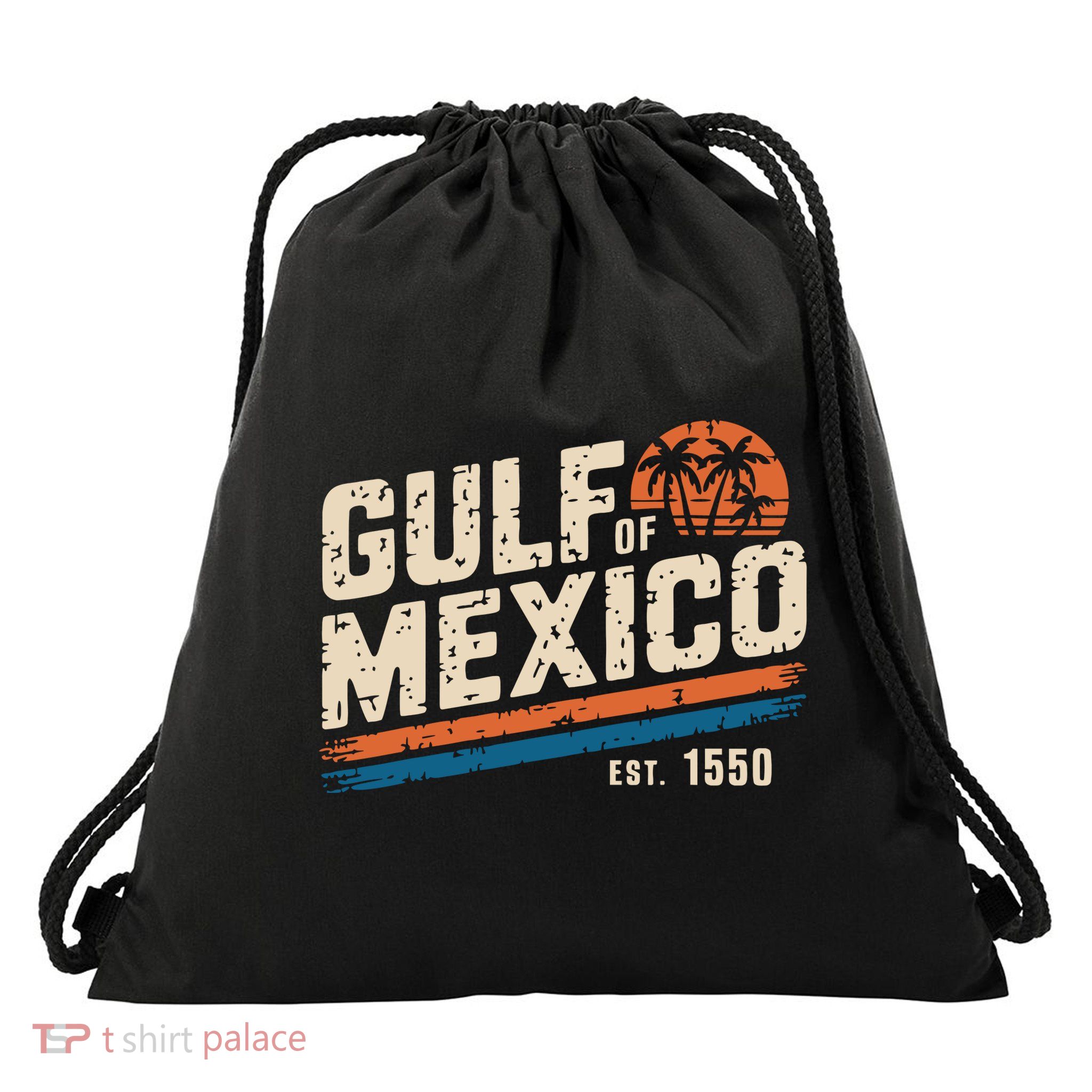 Gulf Of Mexico Est 1550 Retro Vintage Beach Drawstring Bag