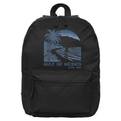 Gulf Of Mexico Est 1550 Retro Vintage Beach 16 in Basic Backpack