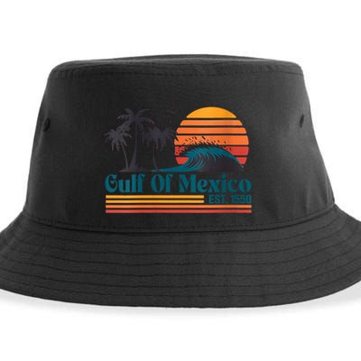 Gulf Of Mexico Est 1550 Retro Vintage Beach Gulf Of Mexico Sustainable Bucket Hat