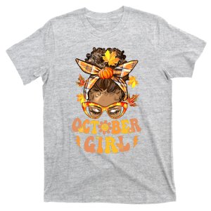 Groovy October  Messy Bun Halloween Thanksgiving T-Shirt