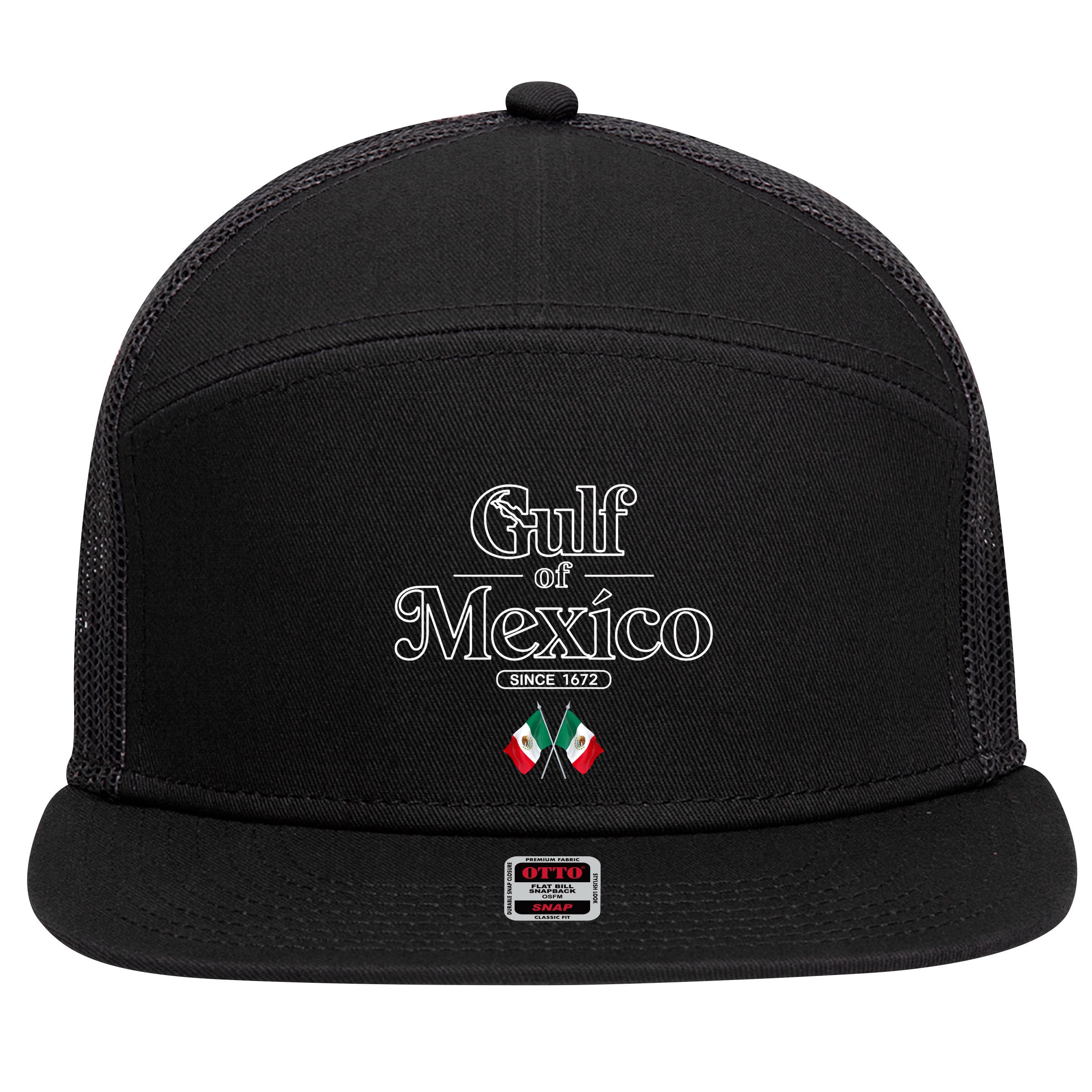 Gulf Of Mexico Since 1672 Mexican Flag 7 Panel Mesh Trucker Snapback Hat